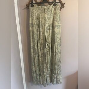 Ted Baker Green Botanical Wide Leg Flowy Pants NWT Size 3 / M